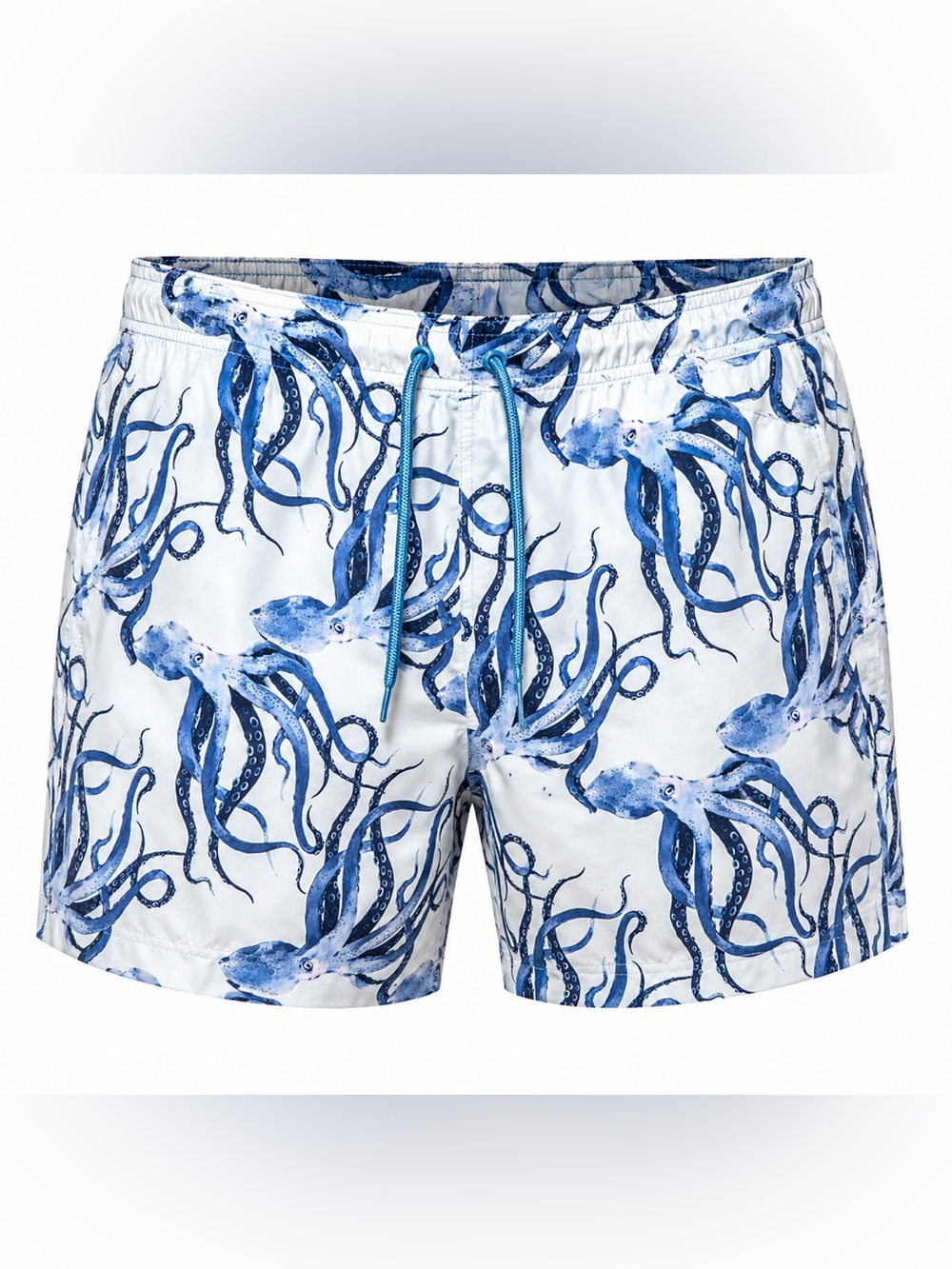 George Octopus Print Swim Trunks Board Shorts Men’s 2XL Blue Beach Swimwear